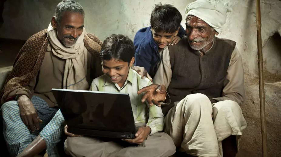 Rural Family Watching a Tablet